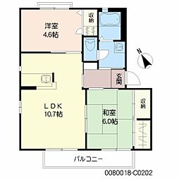 ビーチ・ヒル　Ｃ棟 2階2LDKの間取り