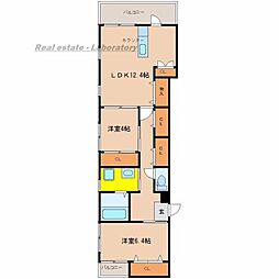 アルテマイスター堀川 1階2LDKの間取り
