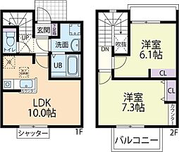 Villa　Sieger(ヴィラ　ジーガー)　Ａ 1階2LDKの間取り