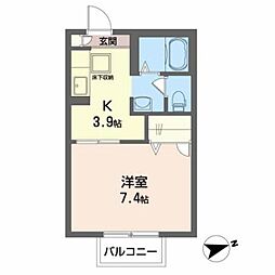 仙台市営南北線 泉中央駅 徒歩13分の賃貸アパート 1階1Kの間取り