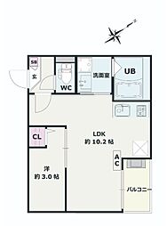 Jack mizohataI 1階1LDKの間取り