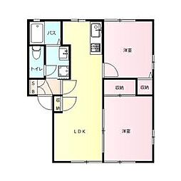 ＶＥＲＤＥ　Ｂ 2階2LDKの間取り