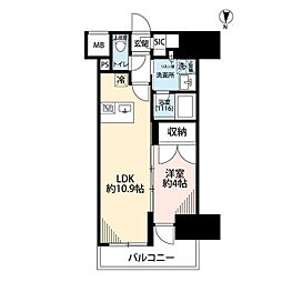 プレール・ドゥーク亀戸VI 10階1LDKの間取り
