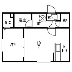 Campanella平岸(カンパネラ平岸)　仮)平岸4-9MS 2階1LDKの間取り
