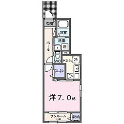 サングレイス 1Kの間取図画像