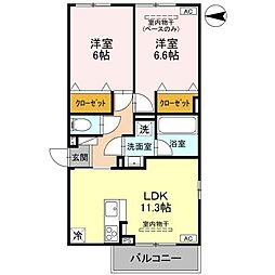 DR相木CORAZON 3階2LDKの間取り