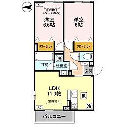 DR相木COEUR 1階2LDKの間取り