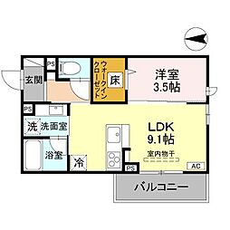 DR相木COEUR 103 1階1LDKの間取り