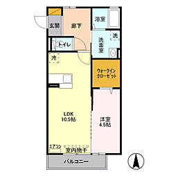 ロジュマン デラッセ 2階1LDKの間取り