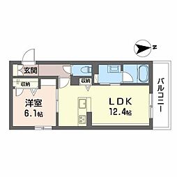 グランはい21 2階1LDKの間取り