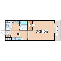 アメニティハウス110 4階1Kの間取り