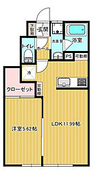 メゾンクレール 1階1LDKの間取り