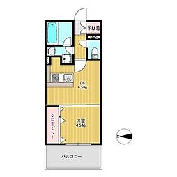 ピュアナ弓ノ町 7階1DKの間取り