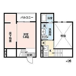 Cuore　Sasashima(クオーレササシ 2階ワンルームの間取り