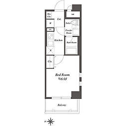 カリーノ西国分寺 1Kの間取図画像