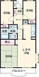 アーク河辺 5階3LDKの間取り