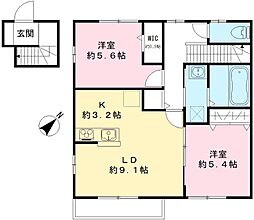 アリビオＢ 2階2LDKの間取り