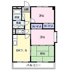 ラフィネドミール 1階3DKの間取り