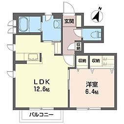 プロムナード鹿島Ｄ 1階1LDKの間取り