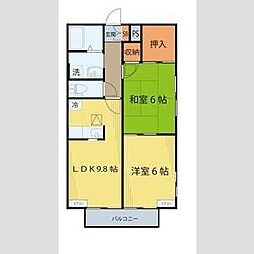 シャトル 1階2LDKの間取り