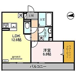 シャルマン 1LDKの間取図画像