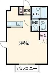ホワイトテラスＡ 2階ワンルームの間取り