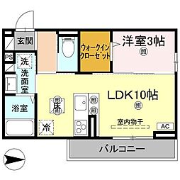 ドリーム庄町II 1階1LDKの間取り