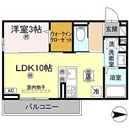 ドリーム庄町II 1階1LDKの間取り