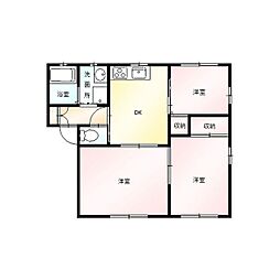 東武伊勢崎線 世良田駅 5.3kmの賃貸アパート 2階3DKの間取り