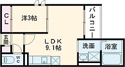 REGALEST 新大江 1階1LDKの間取り