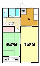 桜木ハイツＡ 2階2Kの間取り