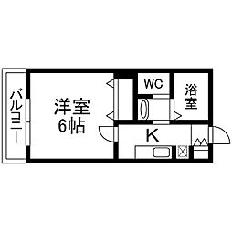 Mark Duo一ノ割III 3階1Kの間取り