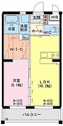 （仮称）日向・曽根町3丁目マンション 2階1LDKの間取り