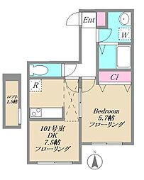オレンジコーポI 1階1DKの間取り