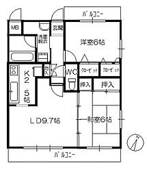 ドルチェとうすい 302 3階2LDKの間取り