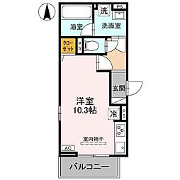 la chance 303 3階ワンルームの間取り