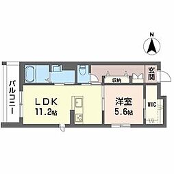 ハルミエール　II 2階1LDKの間取り