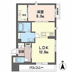 ハルミエール　II 3階1LDKの間取り
