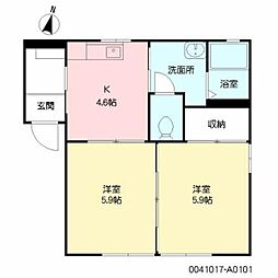 ポアソン日出　Ａ棟 1階2Kの間取り