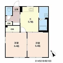 カメリアタウン　弐番館 1階2Kの間取り
