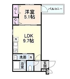 サンセレーノ minami 2階1LDKの間取り