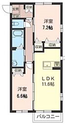 上毛電気鉄道 中央前橋駅 徒歩27分の賃貸アパート 2階2LDKの間取り