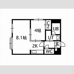 ラッフィナート 1階1LDKの間取り