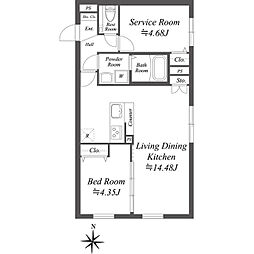SOLASIA residence世田谷代田 3階1SLDKの間取り