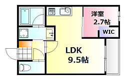 MOVE中須EAST 3階1LDKの間取り