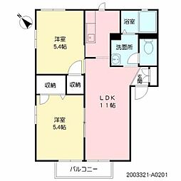 ハイム柿の木坂 2階2LDKの間取り