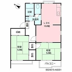 パークサイドハウス’88　Ａ棟 2階2LDKの間取り