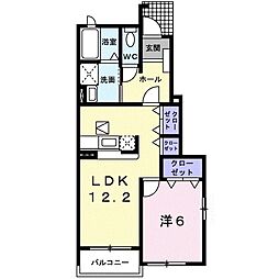 カレントヒルズ　Ｃ 1階1LDKの間取り