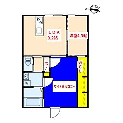 YOUNEXT GARAGE A 2階1LDKの間取り