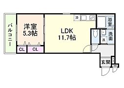 CASA・COMFORT 1階1LDKの間取り